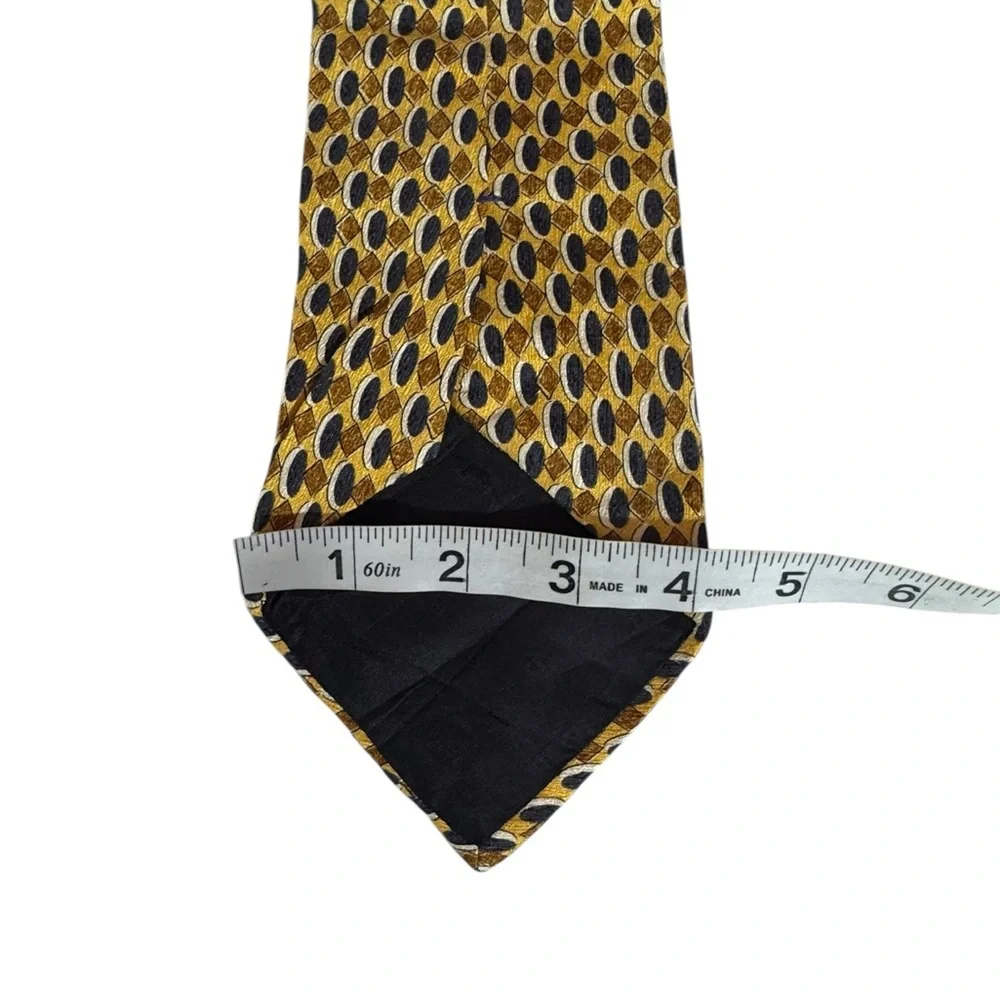 Geoffrey Beene Mens Silk Tie Quiet Luxury Old Money Formal Career Gold Blue Luxe